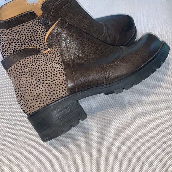 EUC Chunky Leather bootie BROWN & LEOPARD US 8 EU 39 - Picture 3 of 14
